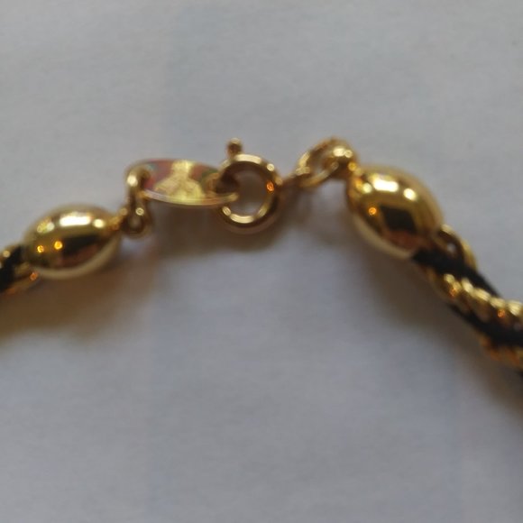 Vintage Trifari TM gold and black twist rope style necklace - Picture 7 of 16